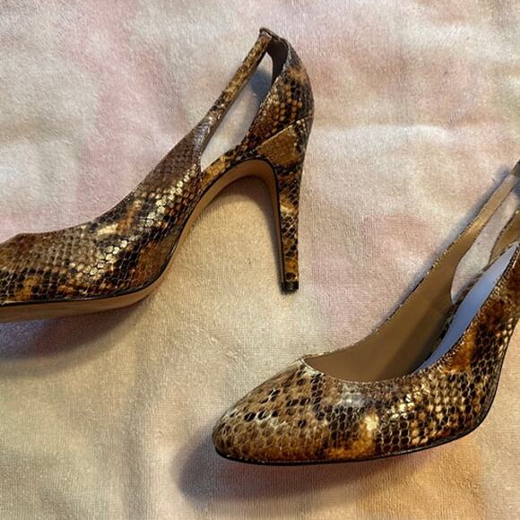 Delman Snakeskin Leather Heel Size 10 - Picture 3 of 5